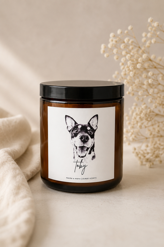 Vela con retrato de tu mascota